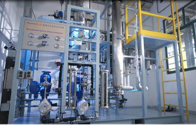 Figure 1. PharmaBlock’s micro-packed bed reactor was used in the oxidation and reduction steps.